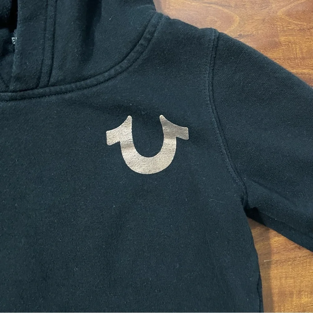 True Religion Girls Black Gold Shimmer Hoodie size small
